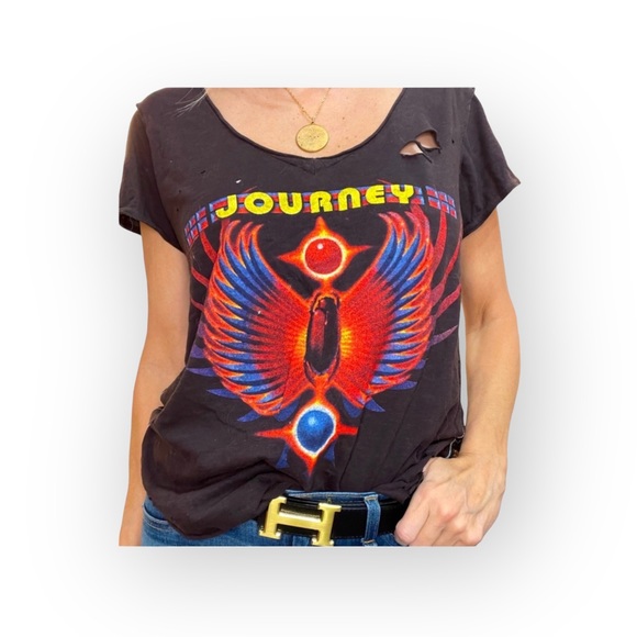 new Trunk LTD ᴥ︎ Journey Greatest Hits Destroyed Concert Tee ᴥ︎ Vintage Black S - Picture 16 of 17